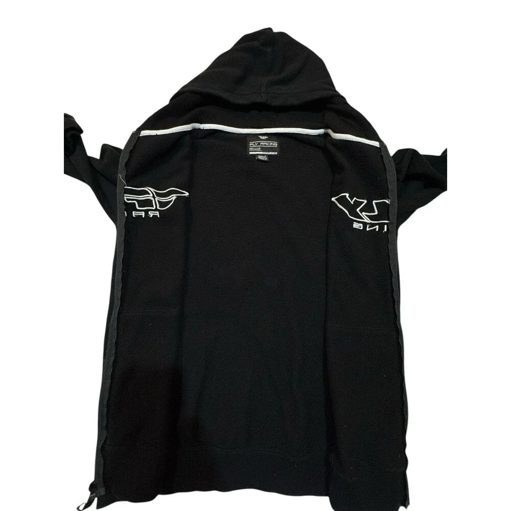 Fly Racing Black Full Zip Hoodie | Men’s Small | Moto MX Logo - Streetwear